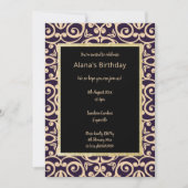 Black Apricot Abstrakt Print Gold Geburtstag Einladung (Vorderseite)