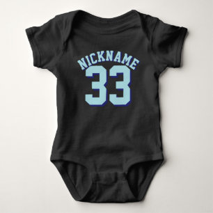 Black & Aqua Baby Sports Jersey Design Strampler