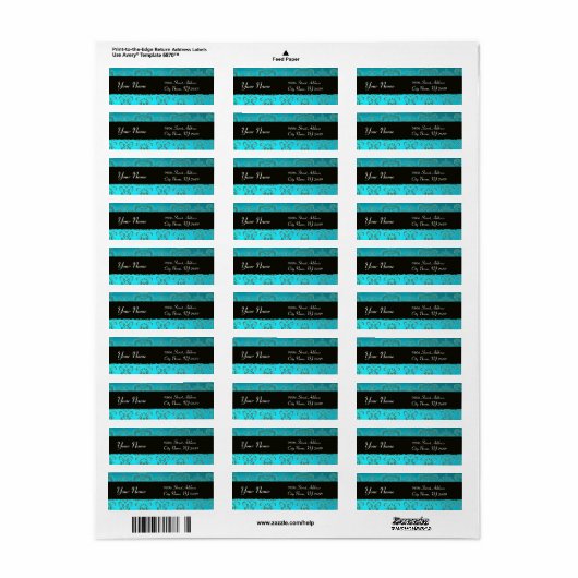 BLACK AQUA BLUE AQUAMARIN DAMASK (Vorne)