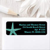 Black Aqua Blue Starfish Custom Address Labels (Insitu)