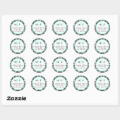 Black & Aqua Damask Round-Rücksendeadresse Runder Aufkleber (Blatt)