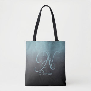Black Aqua Green stylisches rustikales Monogramm Tasche