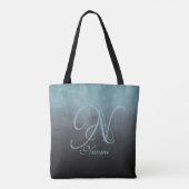 Black Aqua Green stylisches rustikales Monogramm Tasche (Rückseite)