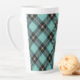 Black Aqua Kariertes Muster Milchtasse