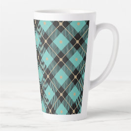 Black Aqua Kariertes Muster Milchtasse