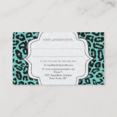 Black & Aqua Leopard Print Hair Stylist Cards Terminkarte (Rückseite)