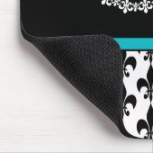 Black Aqua Monogram Lilie Mousepad (Ecke)