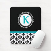 Black Aqua Monogram Lilie Mousepad (Mit Mouse)