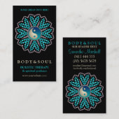 Black Aquamarin Aqua YinYang New Age Business Card Visitenkarte (Vorne/Hinten)