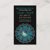 Black Aquamarin Aqua YinYang New Age Business Card Visitenkarte (Rückseite)