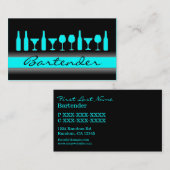 Black aquamarin Blue Barkeeper Drinks Visitenkarte (Vorne/Hinten)