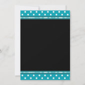 Black Aquamarin Blue Polka Dot Bat Mitzvah Einladung (Rückseite)