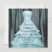 Black Aquamarin Blue Quinceanera Einladungen (Vorderseite)