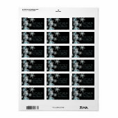 Black & Aquamarin Blue Snowflakes Weihnachtsanspra Adressaufkleber (Vorne)