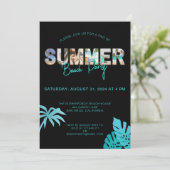 Black Aquamarin End Summer Beach Party Einladung (Stehend Vorderseite)