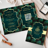 Black Aquamarin Peacock Feathers QR Code Muslim Ho Einladung