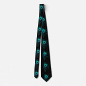 Black Aquamarin Peacock Feathers Weddings Neck Tie Krawatte (Rückseite)