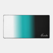 Black Aquamarin White Ombre Individuelle Name Schreibtischunterlage (Vorderseite)
