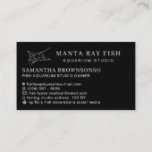 Black Aquarium Fish Manta Ray Visitenkarte (Rückseite)