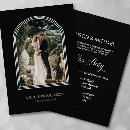 Black Arch Custom Foto Hochzeitsempfang Einladung
