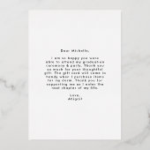 Black Arch Foil Abschluss Danke Karte (Rückseite)