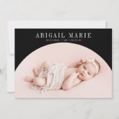 Black Arch Frame Birth Announccard Ankündigung (Vorderseite)