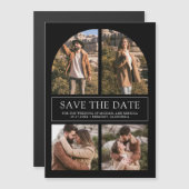 Black Arch Photo Collage Wedding Save the Date Magneteinladung (Vorne/Hinten)