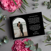 Black Arch Wedding Photo Love & Thanks Dankeskarte