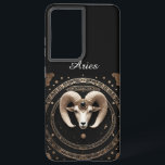 Black Aries Zodiac Sign Phone Case Samsung Galaxy Hülle<br><div class="desc">Der Handy-Fall ist eine elegante und schützende Abdeckung mit dem Tiersymbol Aries zodiac, das den Widder darstellt, für Personen, die zwischen dem 21. März und dem 19. April geboren sind. Das elegante schwarze Gehäuse bietet einen modernen und eleganten Look und schützt das Telefon vor Kratzern und Stößen. Aries zodiac-Fans können...</div>