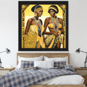 Black Art Deco Beauties Roaring 1920er und 1930er Leinwanddruck (Insitu (Schlafzimmer))