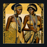 Black Art Deco Beauties Roaring 1920er und 1930er Triptychon<br><div class="desc">Black Art Deco Beauties" ist eine exquisite Sammlung, die die zeitlose Eleganz der Art Deco Ästhetik nahtlos mit einer Feier der Schwarzen Schönheit und Kultur verbindet. Jedes Stück in dieser Kollektion ist eine akribisch gearbeitete Darstellung von Raffinesse, mit anmutigen Linien, komplizierten Mustern und einer harmonischen Verschmelzung geometrischer Formen. Die Kunst...</div>