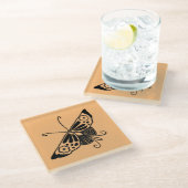 Black Art Deco Butterfly - Individueller Hintergru Glasuntersetzer (Schrägansicht)