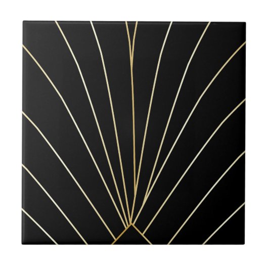 Black Art Deco Design Fliese (Vorderseite)