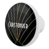 Black Art Deco Design Keramikknauf (Rechts)