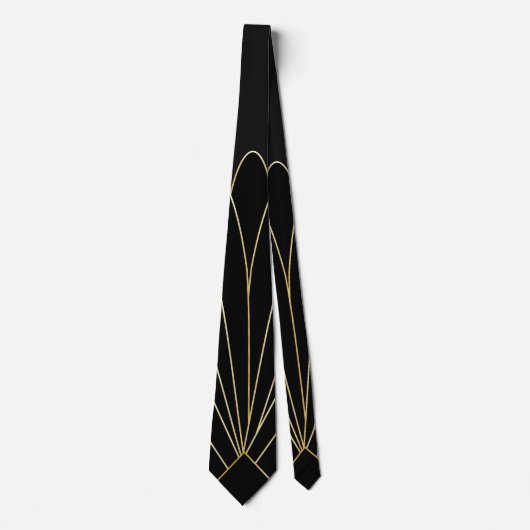 Black Art Deco Design Krawatte (Vorderseite)