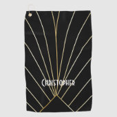 Black Art Deco Design Personalised Golfhandtuch (Vorderseite)
