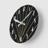 Black Art Deco Design Runde Wanduhr (Winkel)