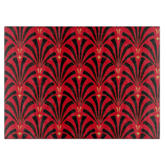 Black Art Deco Fans Red Schneidebrett
