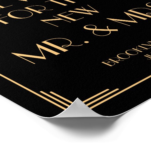 Black Art Deco Gatsby Gästebuch signieren 8x10 (Ecke)