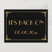 Black Art Deco Gatsby Save the Date den Rücken Ankündigungspostkarte (Vorderseite)