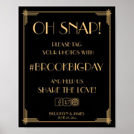 Black Art Deco Great Gatsby Hashtag Schild 8x10