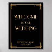 Black Art Deco Great Gatsby Hochzeitssymbol Poster (Vorne)