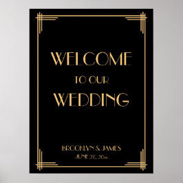 Black Art Deco Great Gatsby Hochzeitssymbol Poster