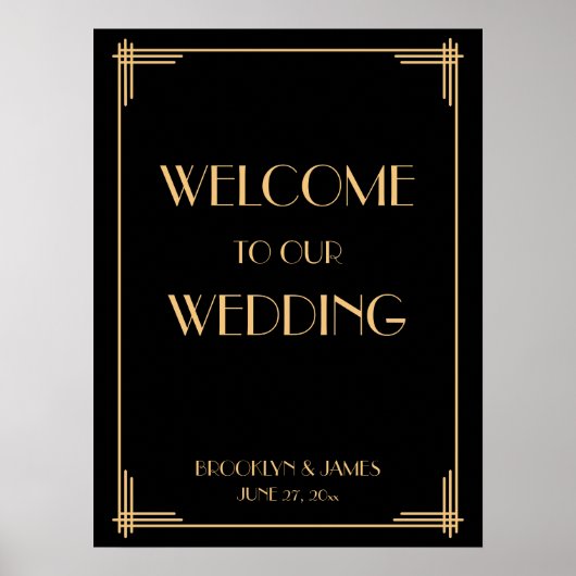 Black Art Deco Great Gatsby Hochzeitssymbol Poster (Vorne)