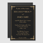 Black Art Deco Great Gatsby Magnet Wedding Einladu (Vorne/Hinten)