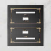 Black Art Deco Great Gatsby Nummer Place Platzkarte (Außenseite Aufgefaltet)