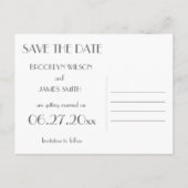 Black Art Deco Great Gatsby Save the Date Postkart Ankündigungspostkarte (Rückseite)
