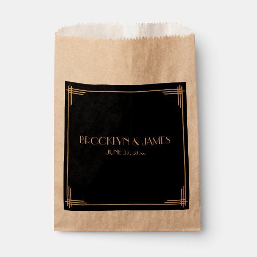 Black Art Deco Great Gatsby Wedding Geschenktütchen (Vorderseite)