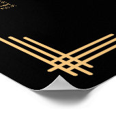 Black Art Deco Hochzeitsdiagramm Poster (Ecke)