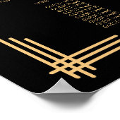 Black Art Deco Hochzeitskarte 19 Tische Poster (Ecke)